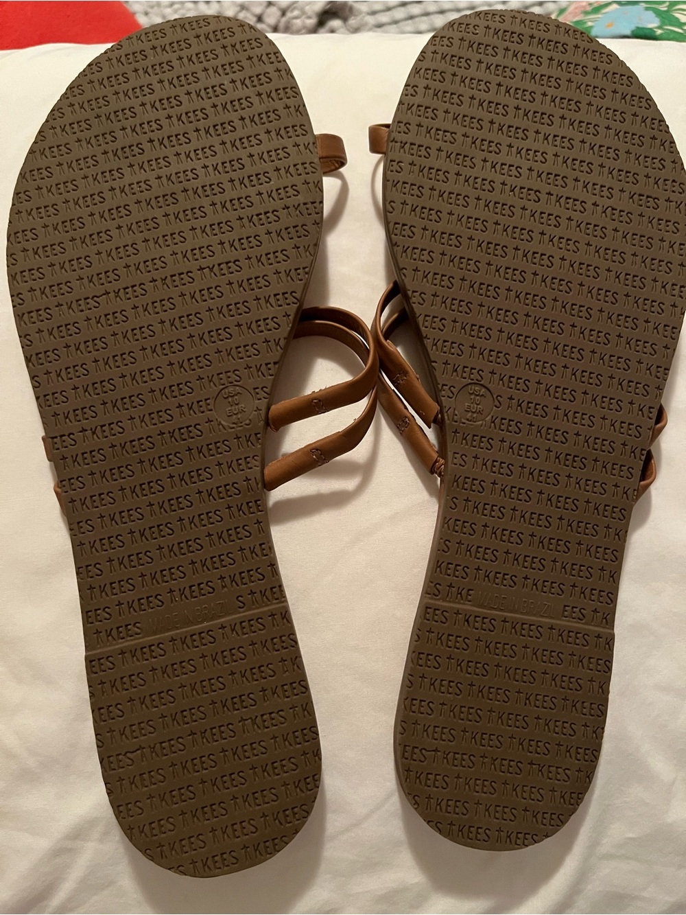 TKEES Cognac Brown Minimalist Toe-Ring Sandals - Picture 2 of 2